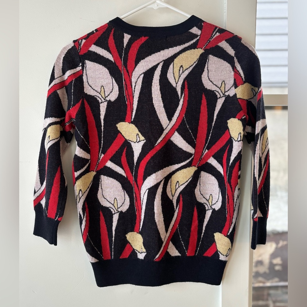 EUC - Pretty Chelsea & Theodore Calla Lilly Cardigan Sweater (Navy & Red) - Picture 2 of 11
